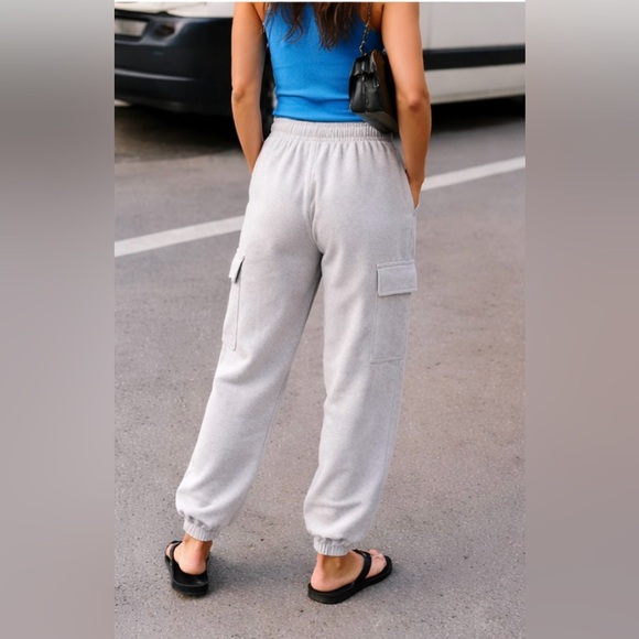 Tuff Athletics Women’s Cargo Joggers NWOT Light Grey Soft Lounge Pants Size M - Picture 4 of 16